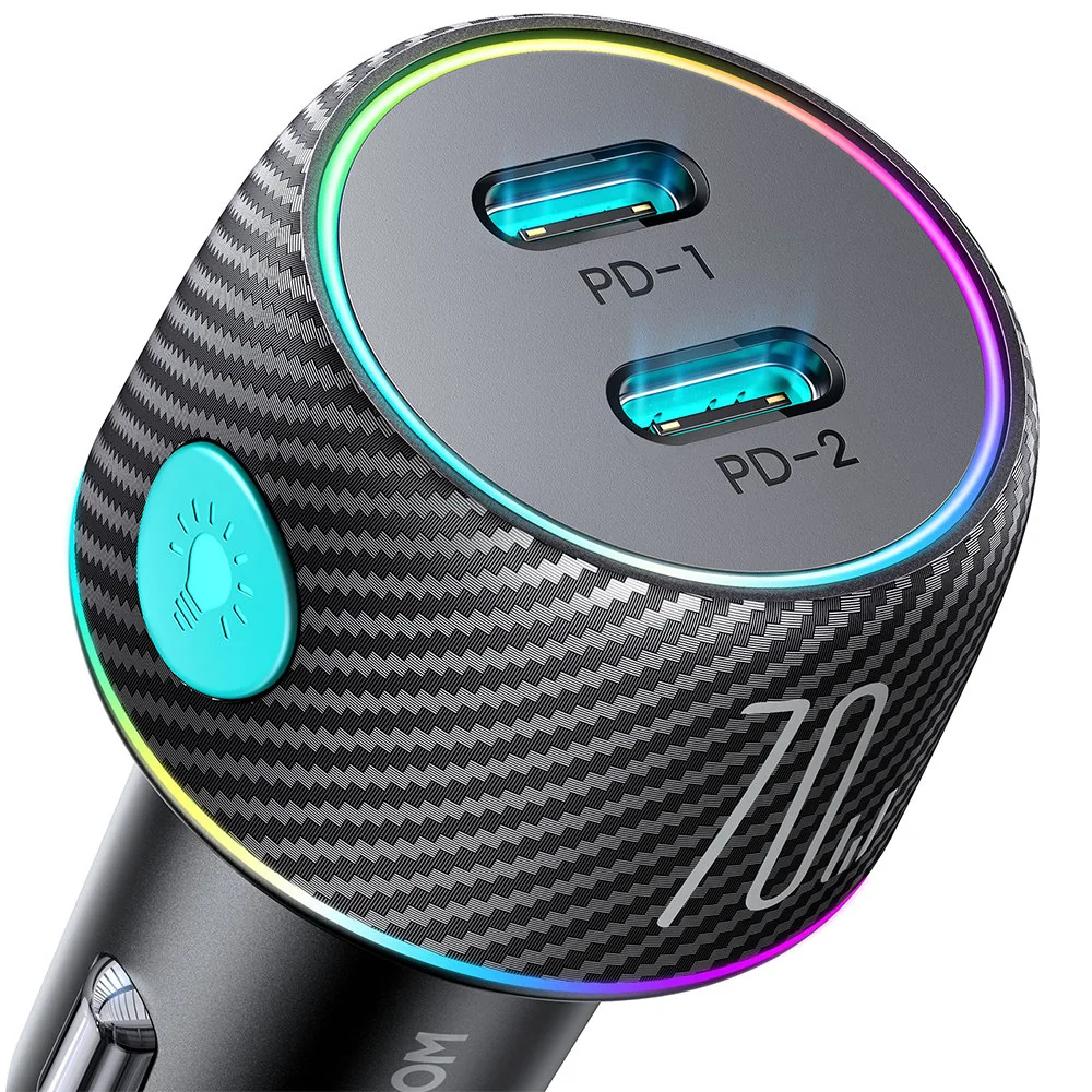 Joyroom JR-CCN02 autonabíjačka 2x USB-C 70W, čierna