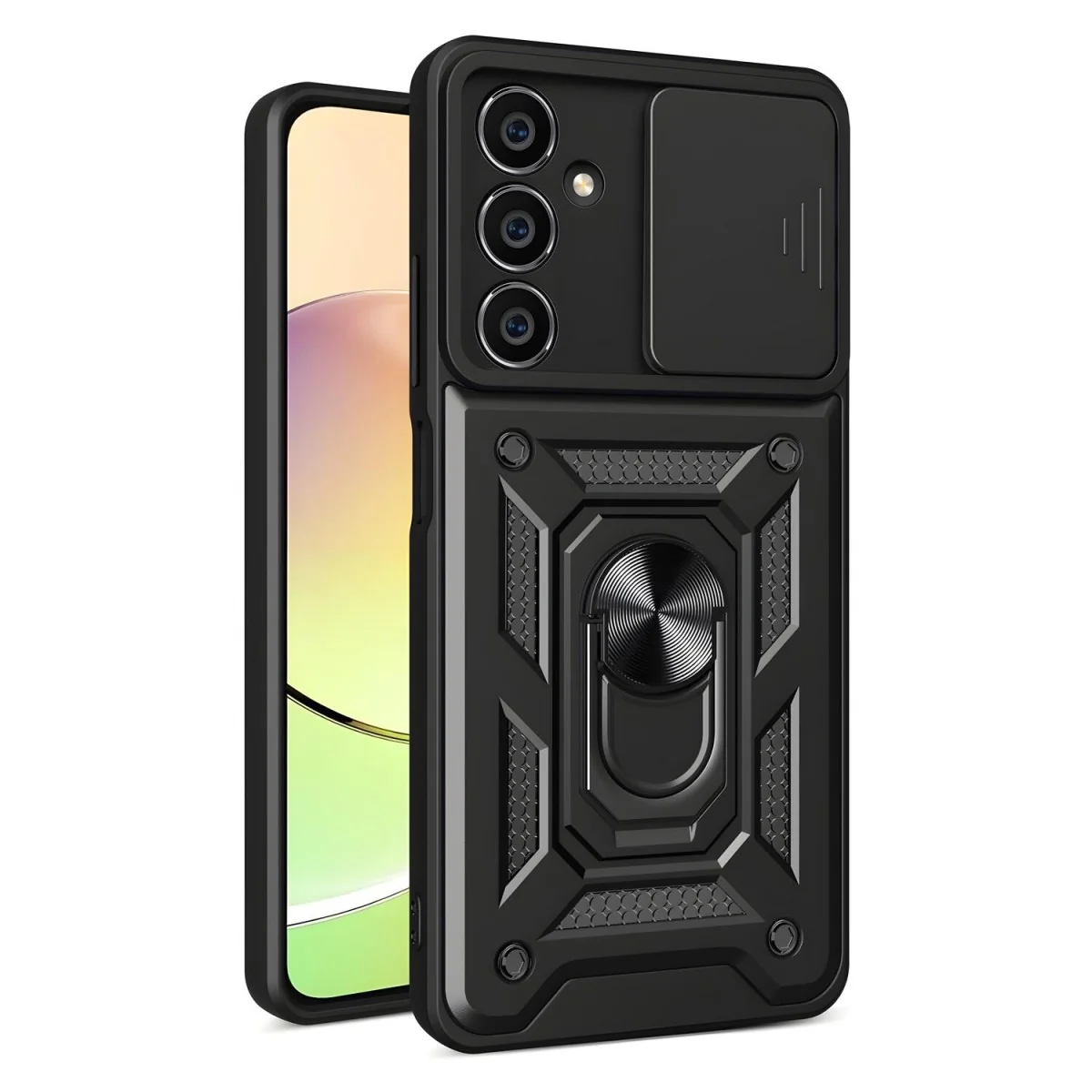 MG Hybrid Armor Camshield kryt na Samsung Galaxy M54, čierny puzdro s krytom fotoaparátu