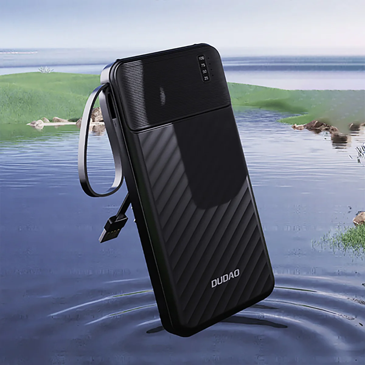 Dudao K11 Pro Power Bank 20000mAh + kábel USB / USB-C / Lightning / Micro USB 10W, čierny cro USB 10W, čierny