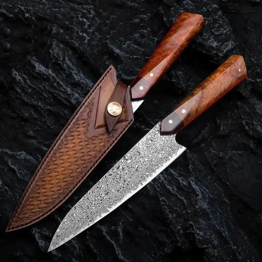 Damaškový kuchynský nôž Kotaro-Hnedá 1ks, 32,6cm, 190g