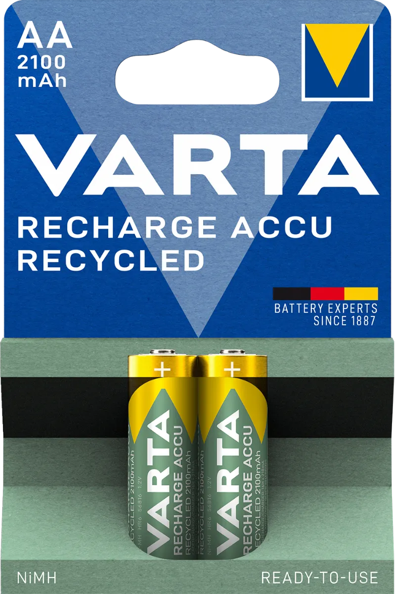 Varta Recharge Accu Recycled 2 AA 2100 mAh R2U 1×1 ks, alkalická baterka