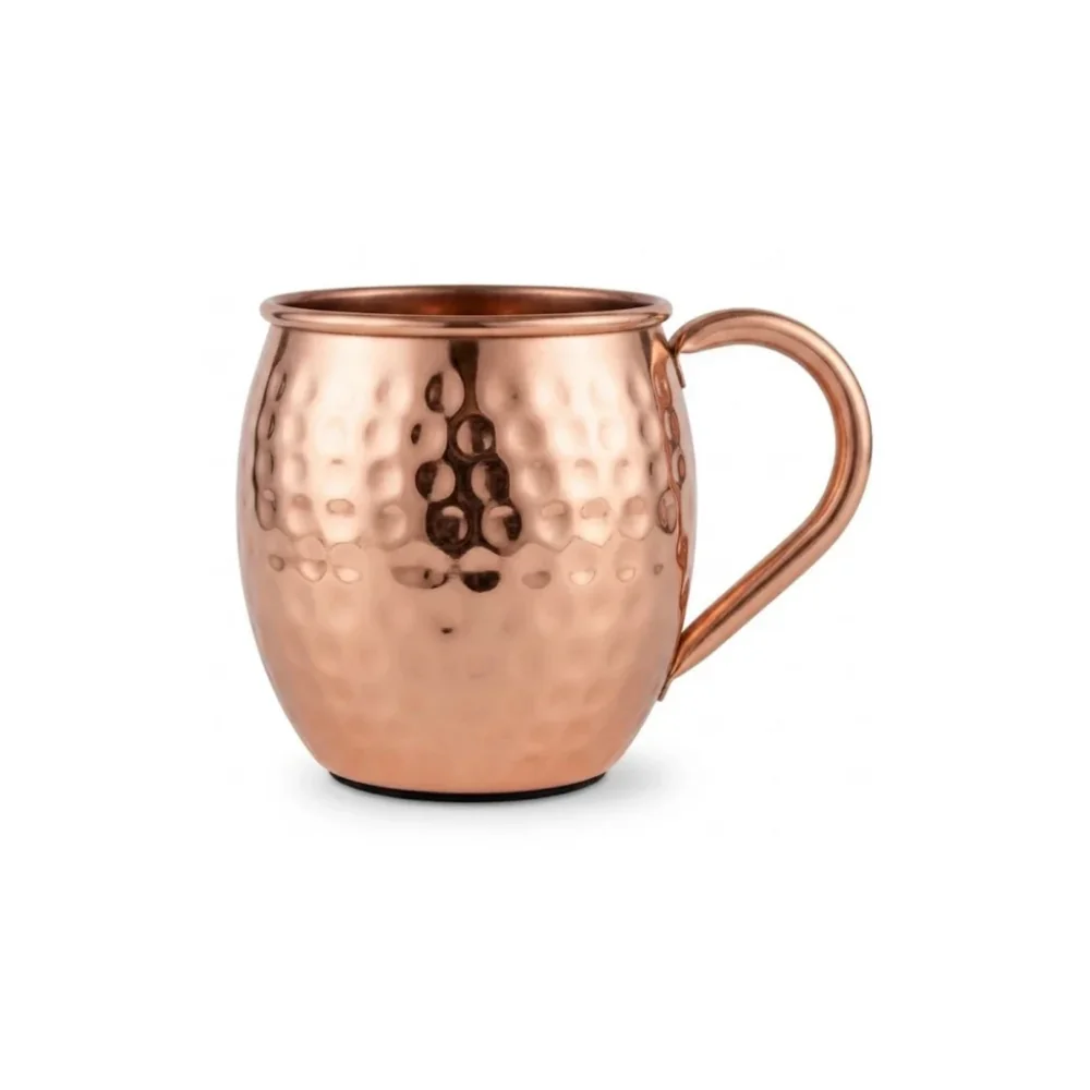 Medený bucľatý hrnček s uškom tepaný 500 ml