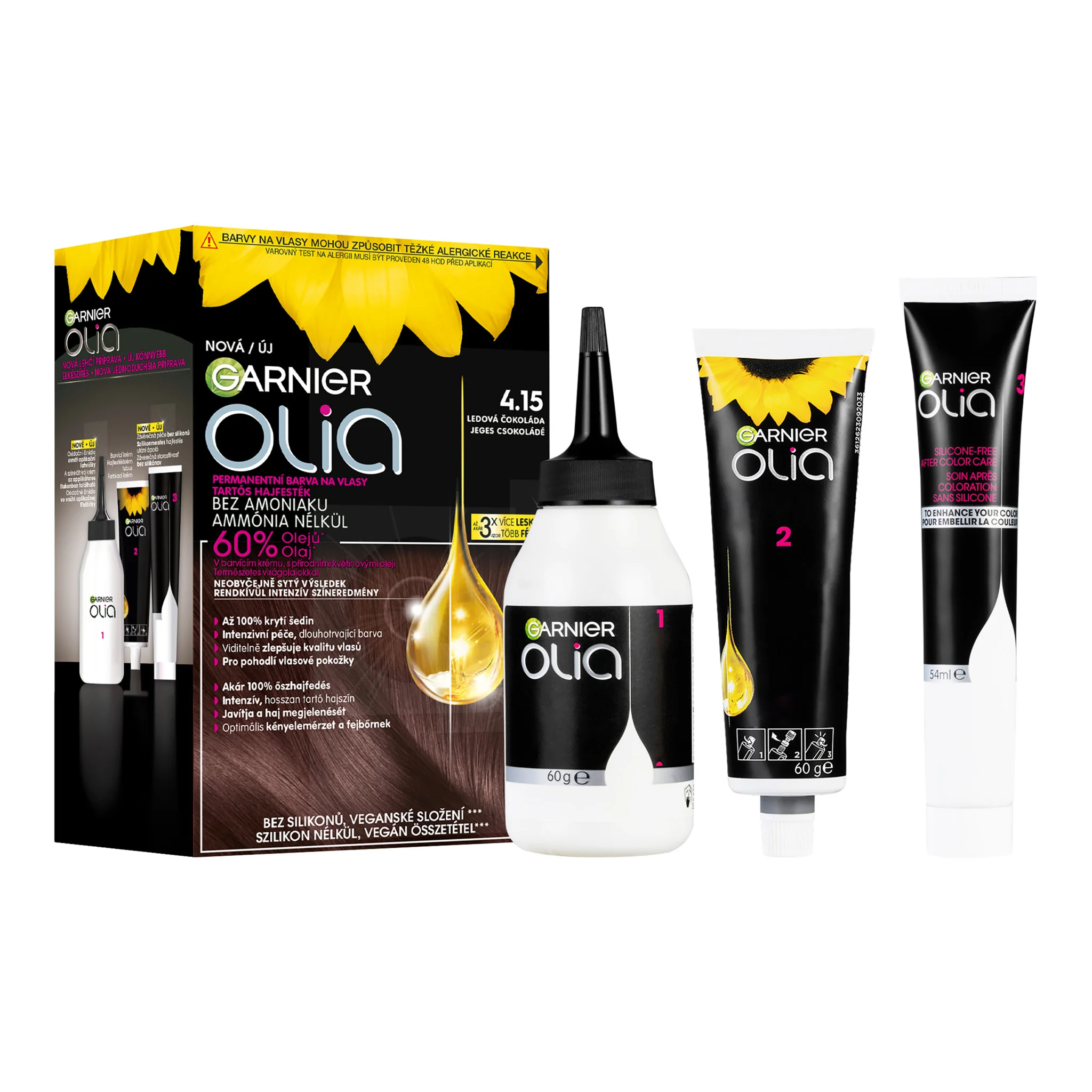 Garnier Olia permanentná farba na vlasy 4.15 Ľadová čokoláda 1×1 set, permanentná farba na vlasy