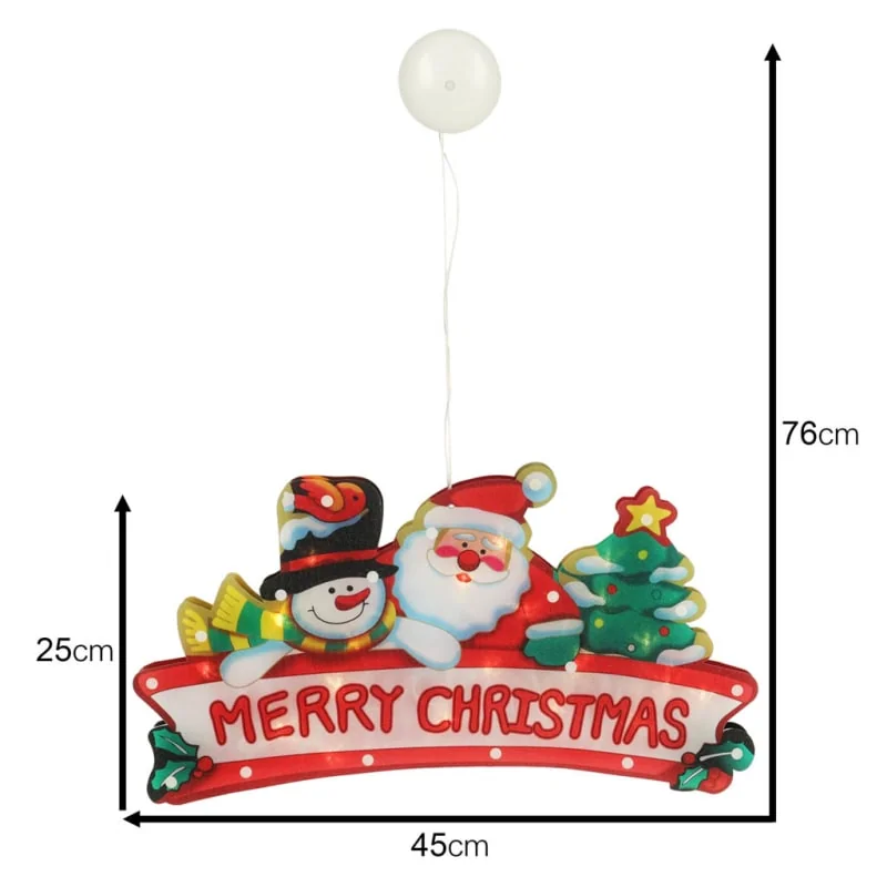 Vianočné dekorácie ozdoby osvetlenie, LED závesná dekorácia na okno Veselé Vianoce XXL 45 cm 