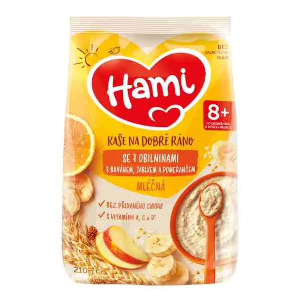 HAMI MLIECNA KASA 7 OBILNIN BAN/JAB/POM 210G 1×210 g, ovocná kaša