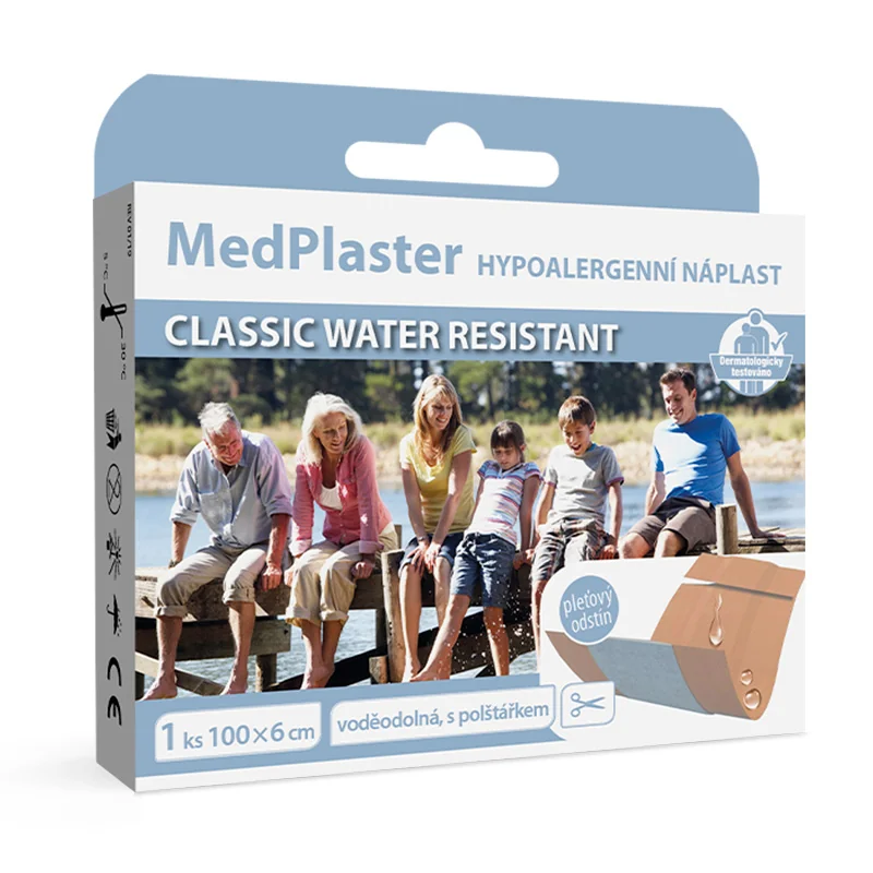 MedPlaster Náplasť CLASSIC WATER RESISTANT 1×1 ks, vodeodolná s vankúšikom