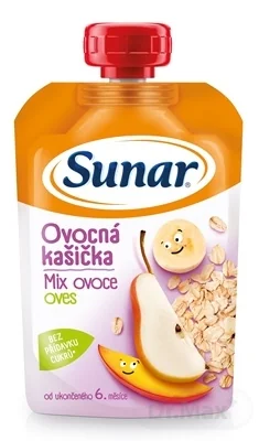 Sunar Ovocná kašička mix ovocia, ovos 1×120 g, ovocná kašička
