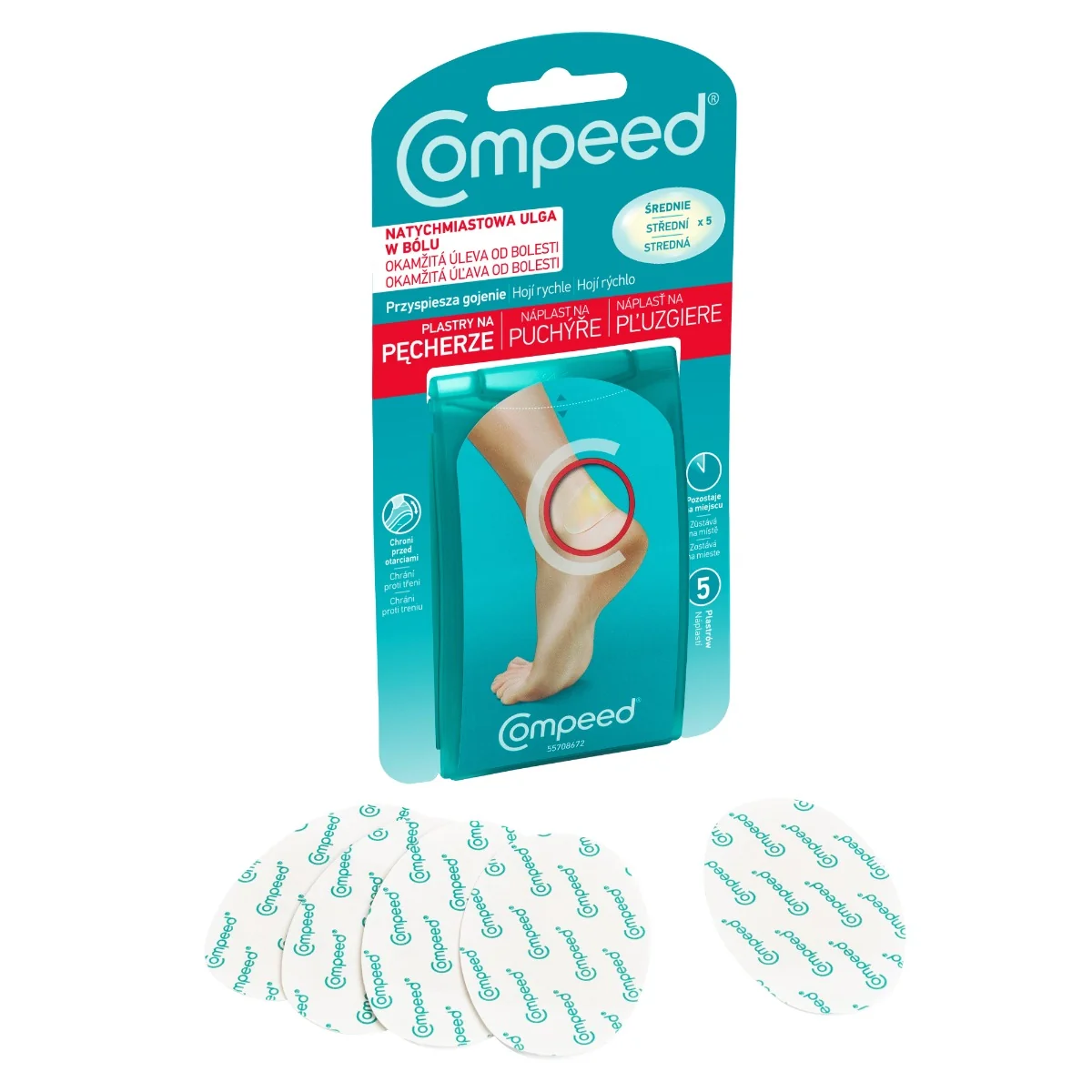 Compeed NÁPLASŤ na pľuzgiere na nohách stredná 1x5 ks