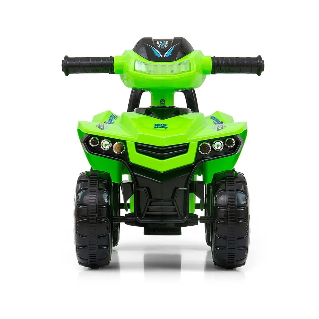 Detské odrážadlo so zvukom Štvorkolka Milly Mally Monster Green ,