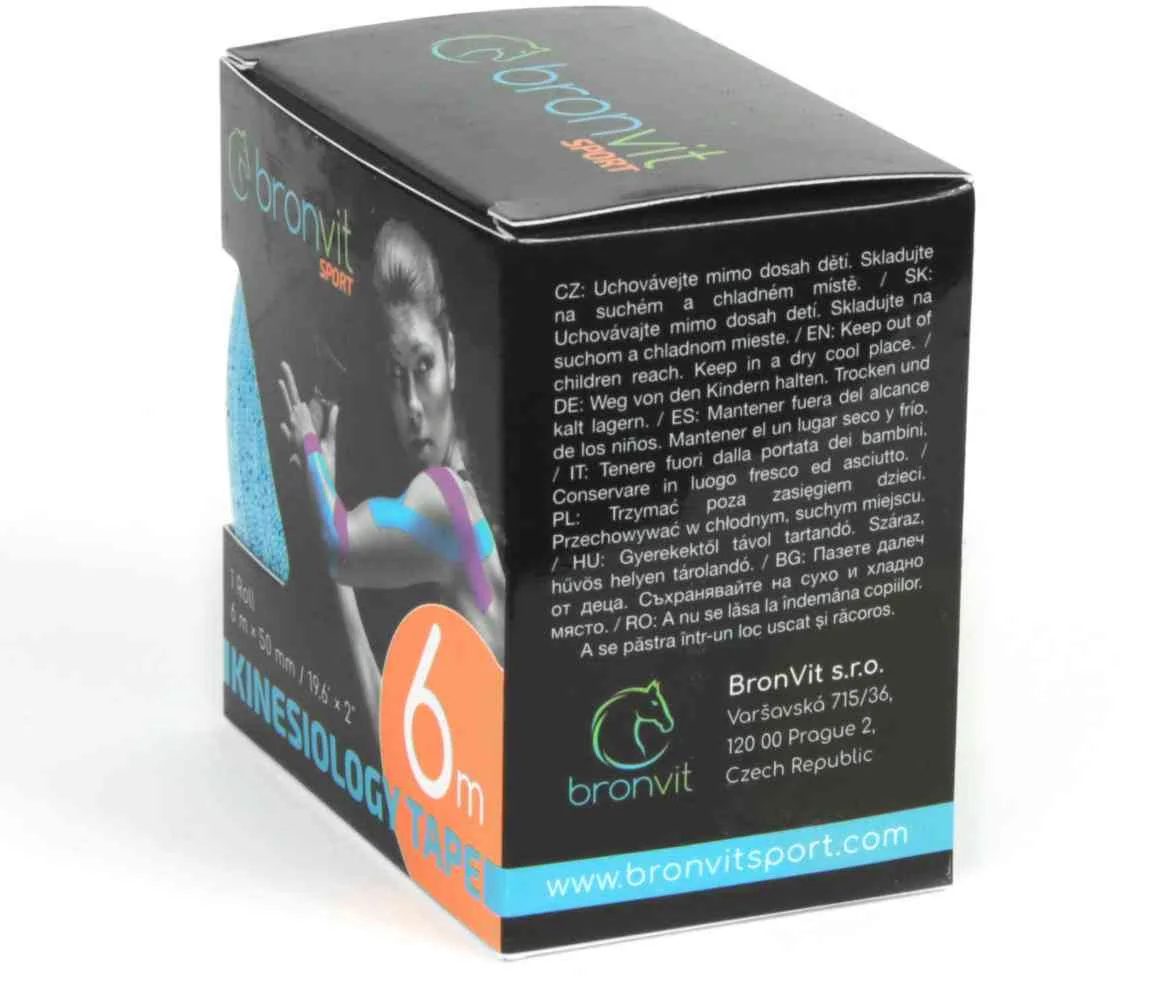 BronVit Sport Kinesio Tape classic modrá 5cmx6m 1×1 ks, kinesio tape