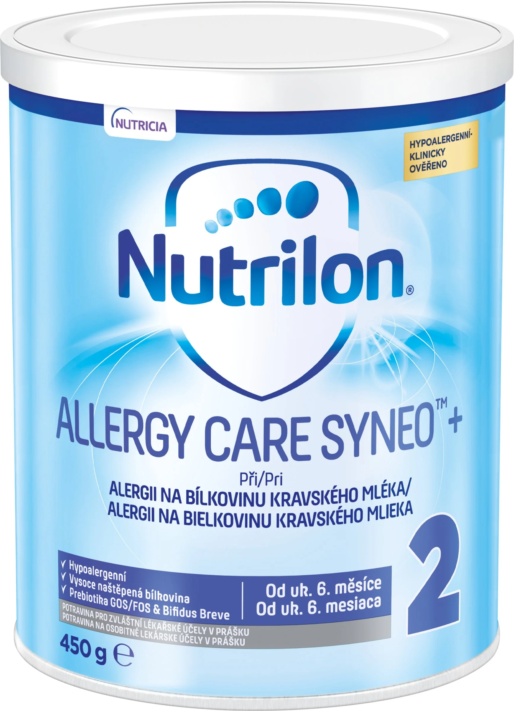 Nutrilon Allergy Care Syneo+ 2 1x450 g, hypoalergénne špeciálne pokračovacie dojčenské mlieko