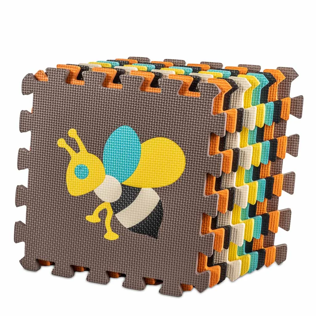 Penová podložka na puzzle pre deti 9 ks farebné zvieratká 85 cm × 85 cm × 1 cm