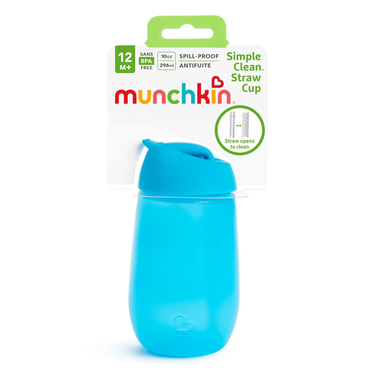 Munchkin Simple Clean fľaša so slamkou, 296ml, 12m+, modrá 1 ks