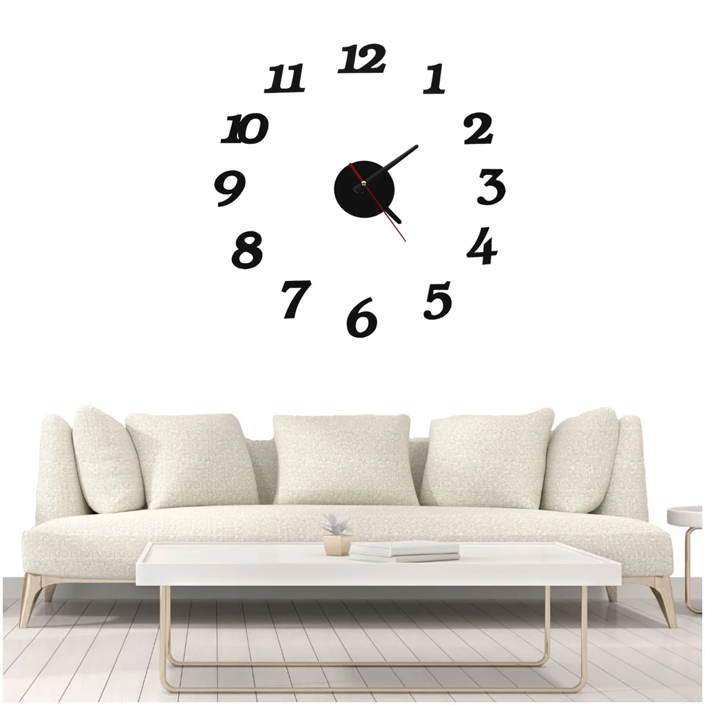Nástenné hodiny DIY nastaviteľné čierne – moderné hodiny na stenu 12-hodinové 70–130 cm