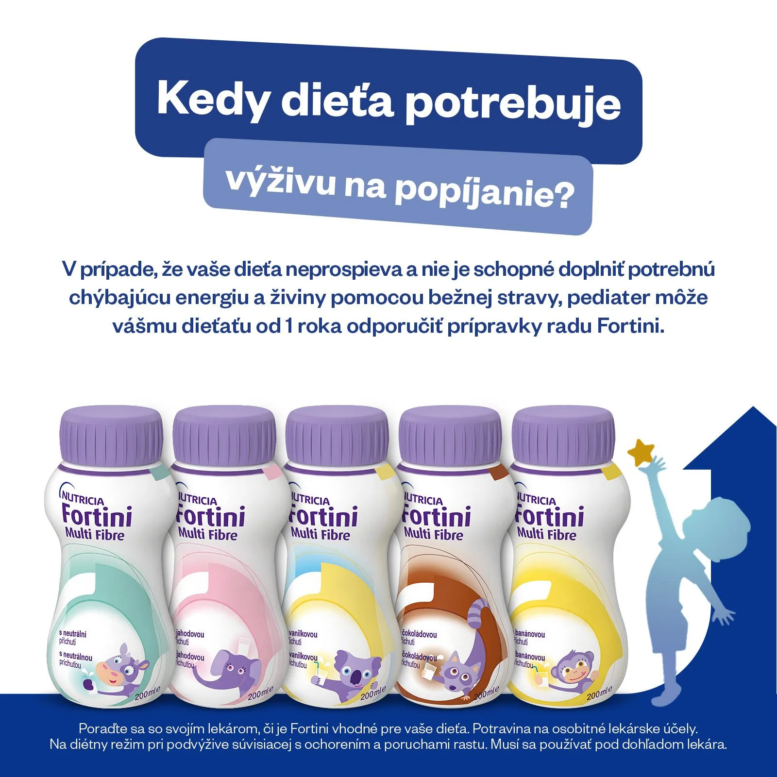 Fortini Multi Fibre s banánovou príchuťou 1×200 ml, tekutá výživa pre deti