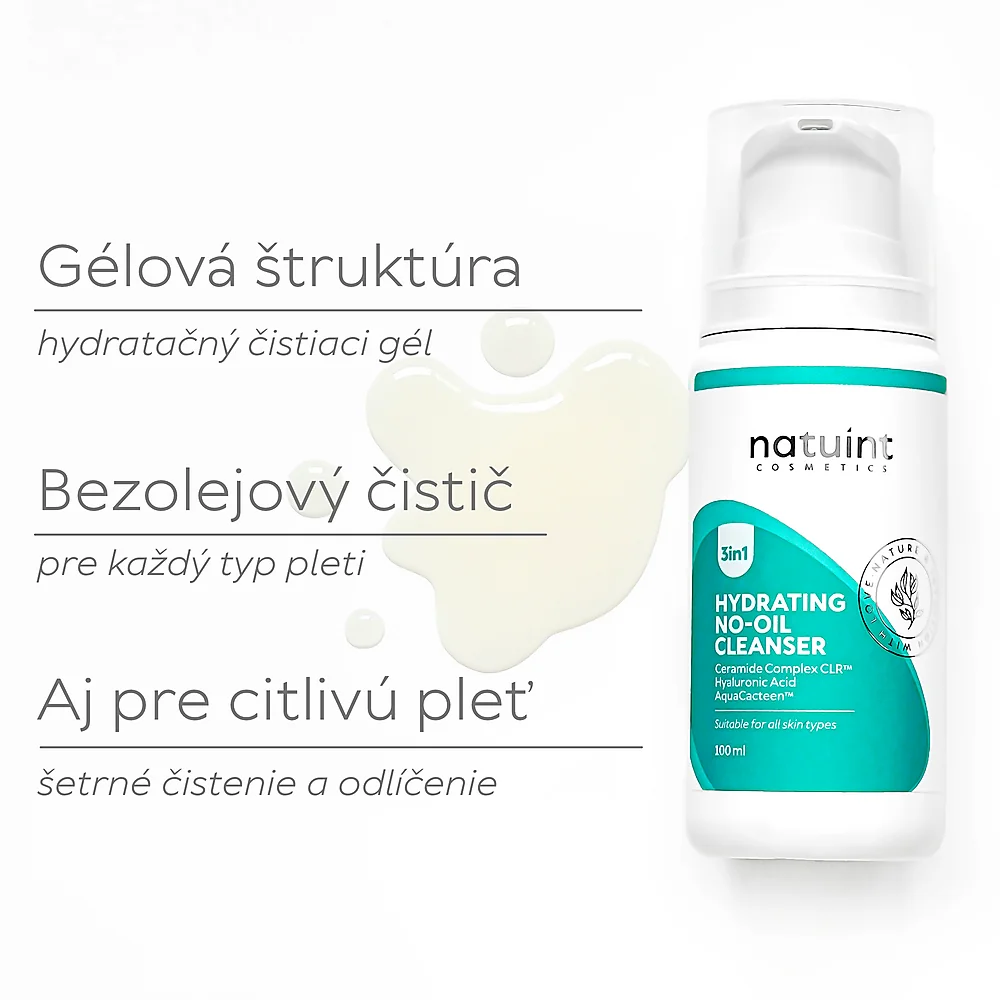 Natuint cosmetics - Čistiaci gél na pleť - hydratačný 3 v 1 Hydrating No-Oil Cleanser 3 in 1