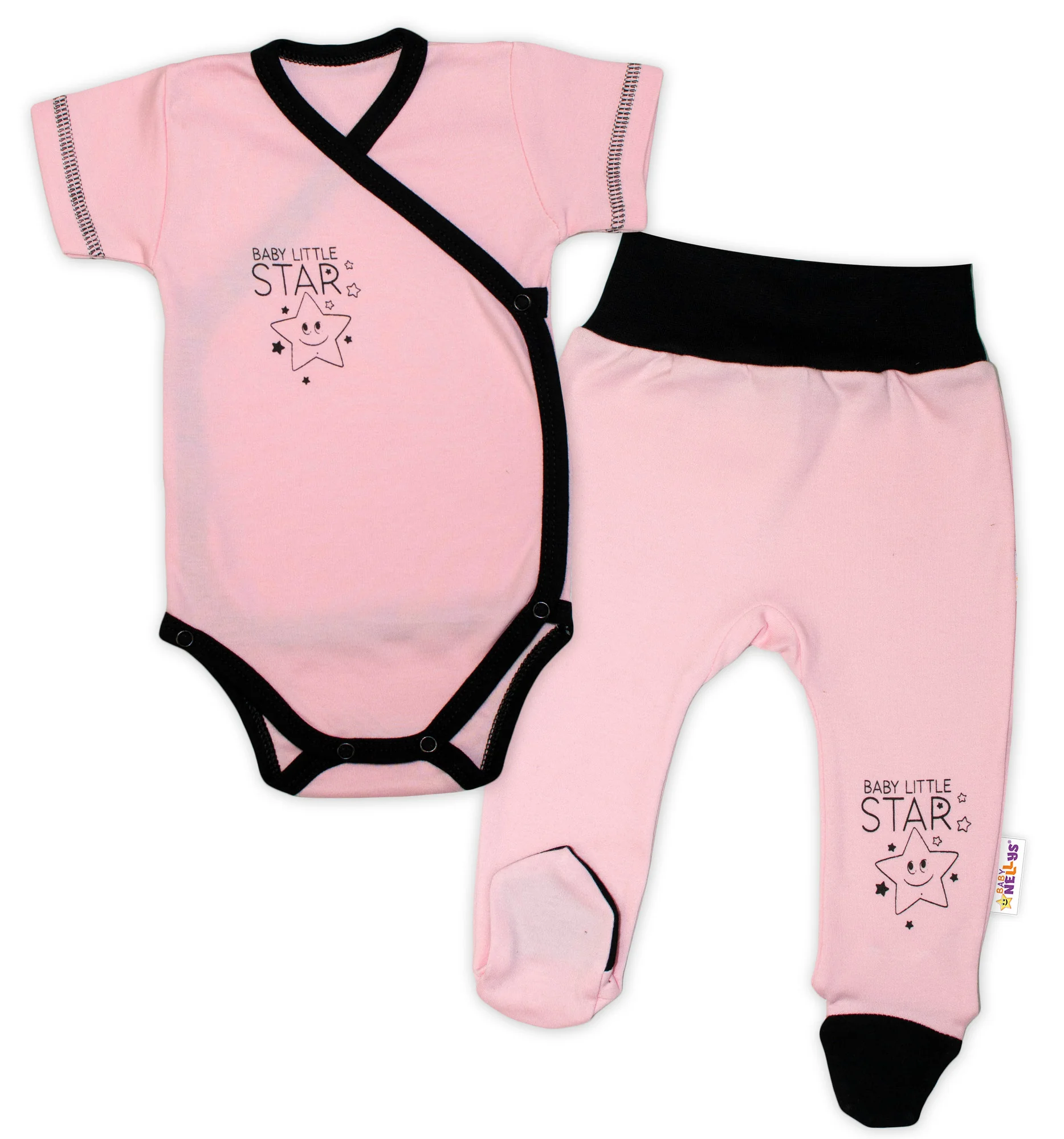 Baby Nellys 2-dielna sada body kr. rukáv + polodupačky, ružová - Baby Little Star 
