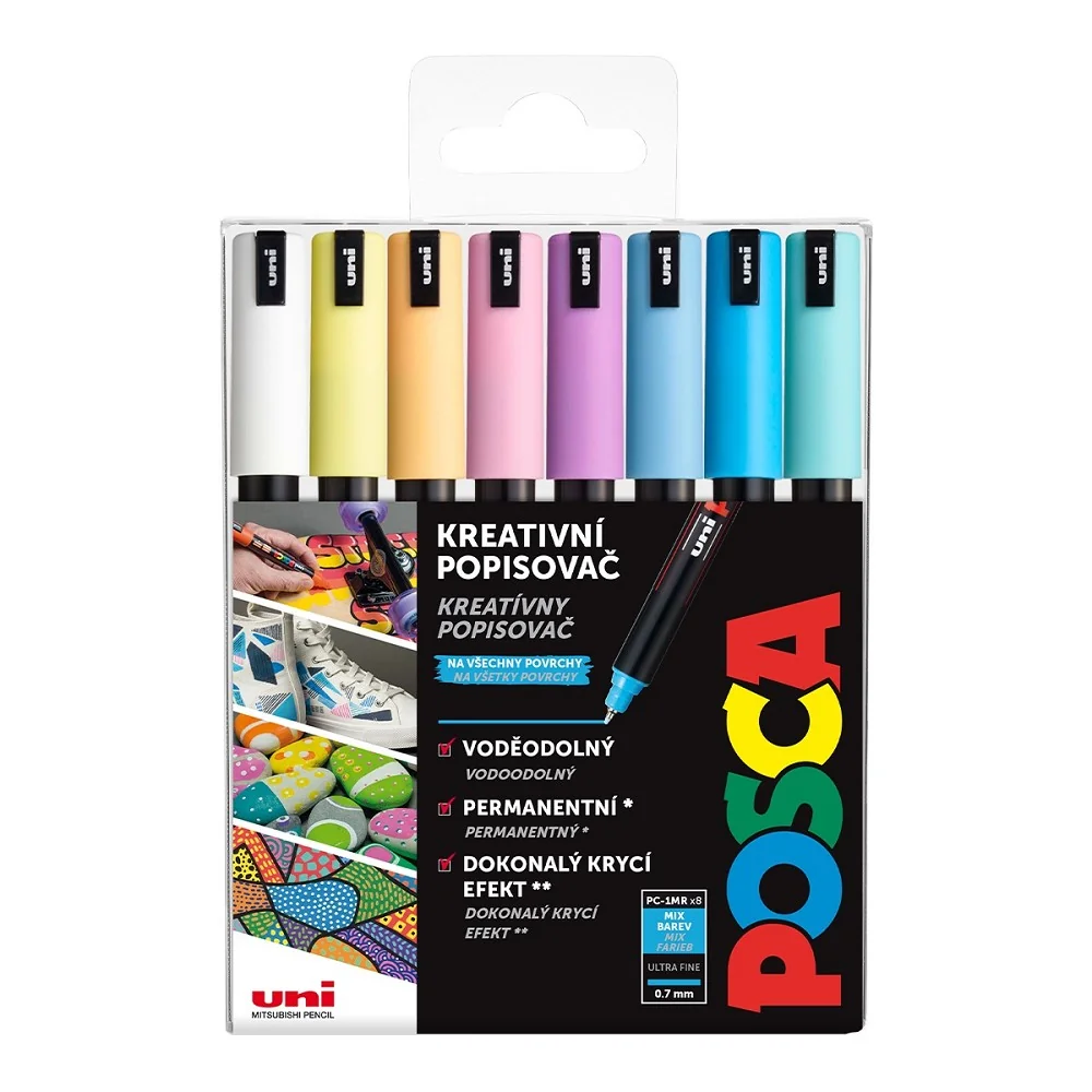 Súprava akrylových popisovačov Uni POSCA PC-1MR 8 ks, pastelové