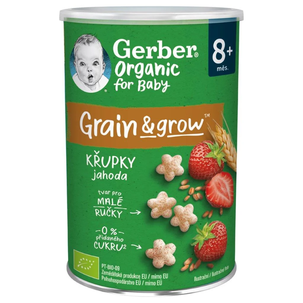 Gerber Organic CHRUMKY Pšeničné jahoda (od 8. mesiaca) 1x35 g 35 g
