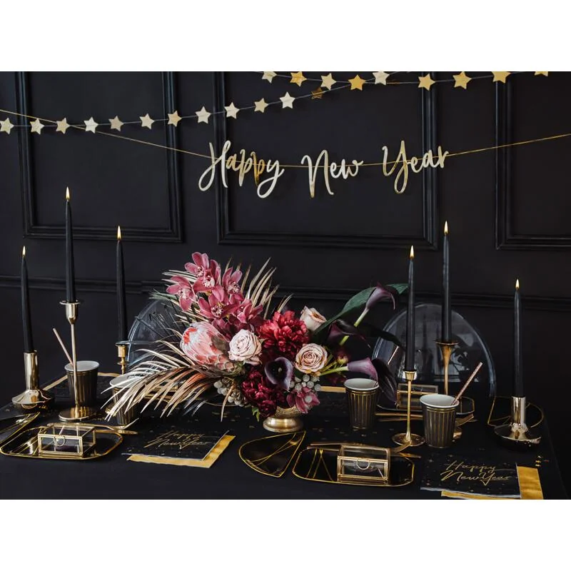 PartyDeco Kónické sviečky čierne 24cm 10ks