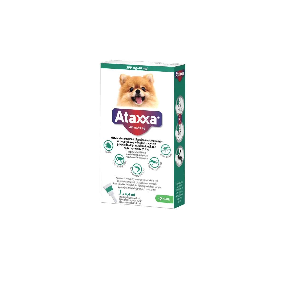 Ataxxa 200 mg/40 mg (psy do 4kg) 1×0,4 ml, roztok pre psy