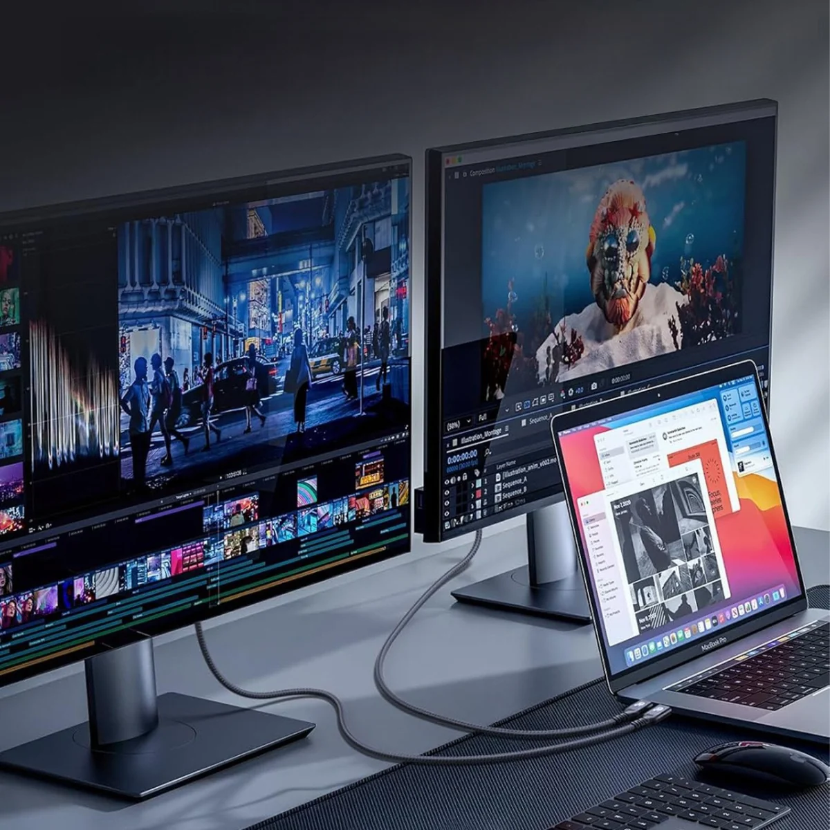 MG WPS-UY41S kábel USB-C / Thunderbolt 4 4K 240W 1m, čierny