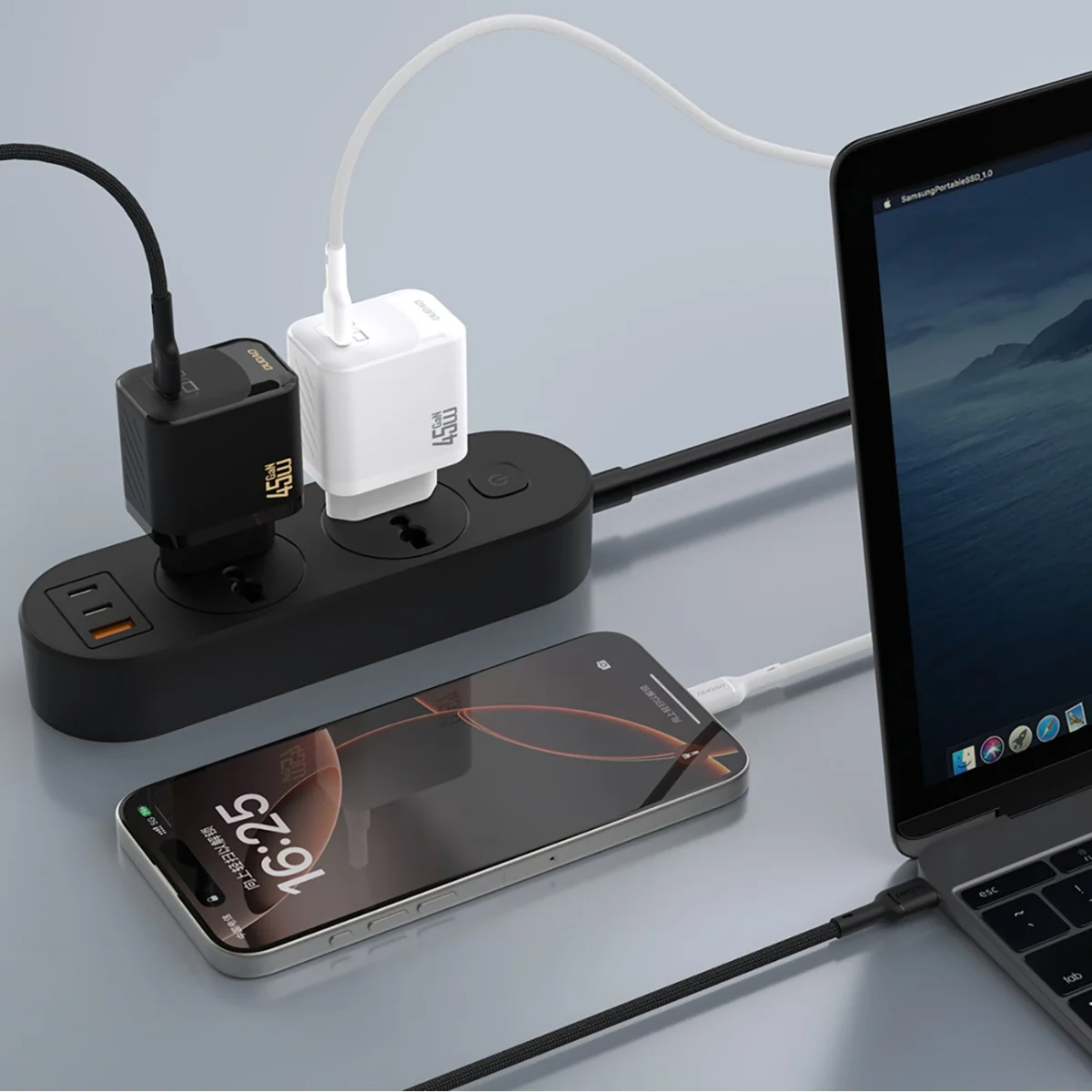 Dudao A28 GaN sieťová nabíjačka USB-C 45W, čierna