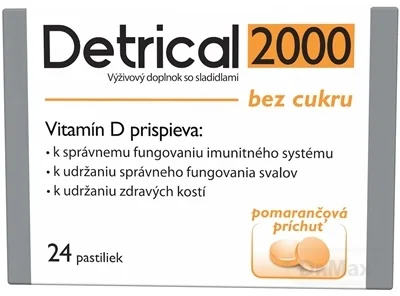 Detrical 2000 Vitamín D s príchuťou pomaranč 1×24 ks, pastilky