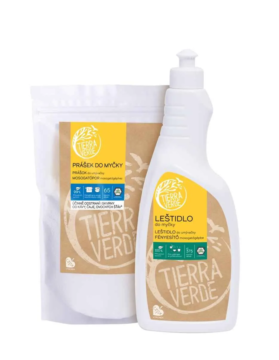 TIERRA VERDE  Prášok do umývačky 1 kg + Leštidlo do umývačky 750 ml (multipack)