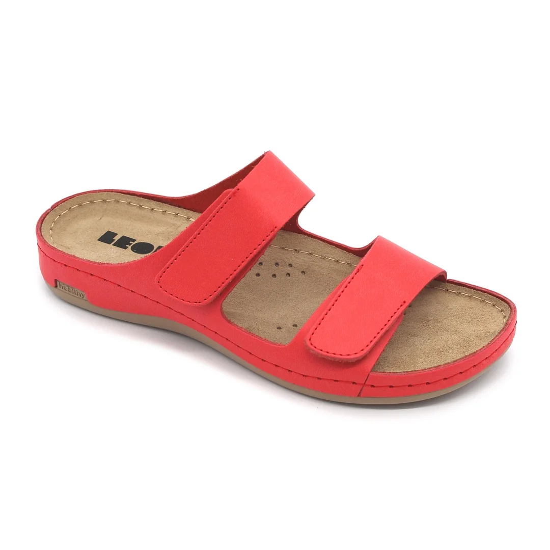 Leon 954 Dámska zdravotná celokožená obuv s prackou 41 - 27cm, červená, 2,5 cm