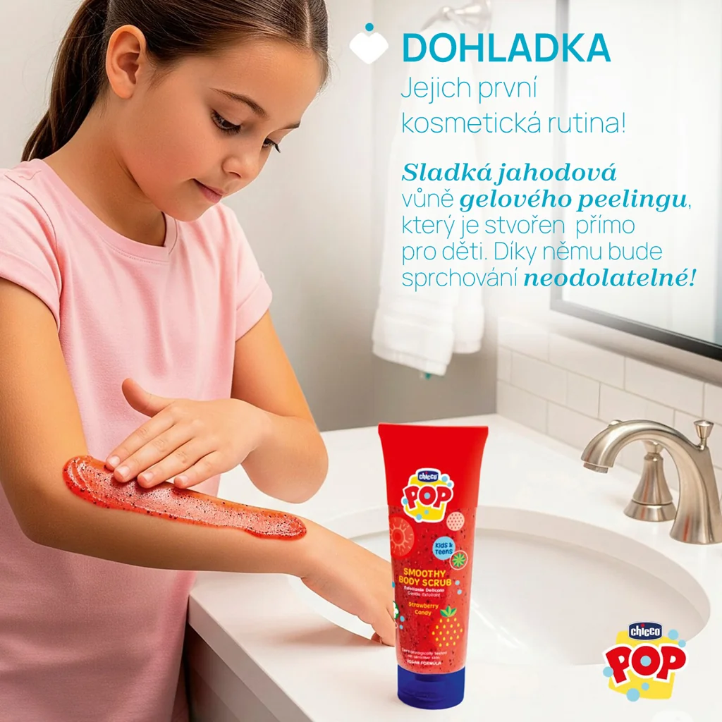 CHICCO Telový peeling Strawberry Smoothie POP pre deti a teenagerov 150 ml