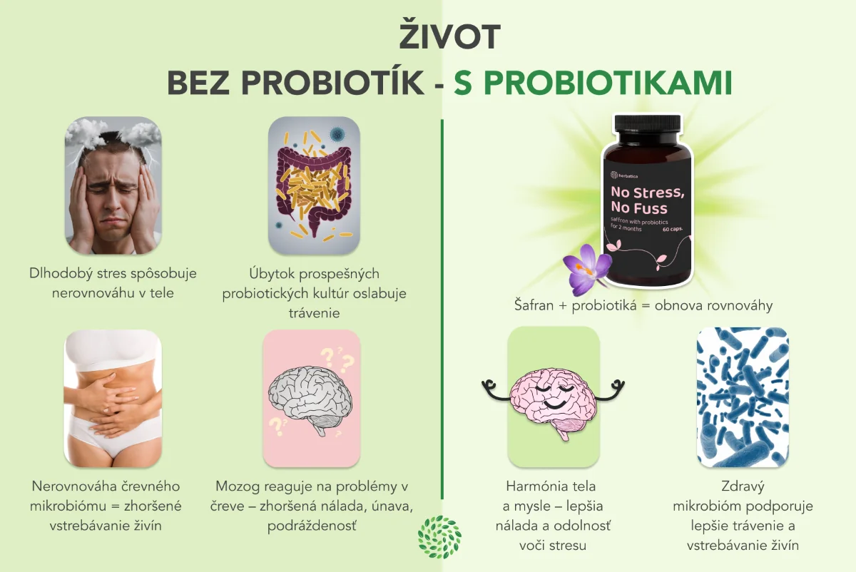 Bez stresu a starostí - šafran s probiotikami na dva mesiace - 60 kapsúl - Herbatica