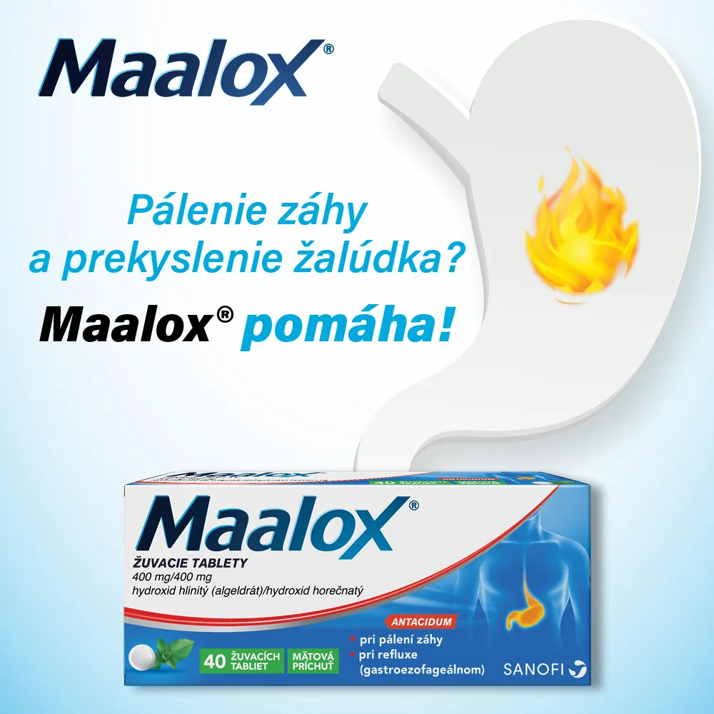 Maalox žuvacie tablety 1×40 ks, liek