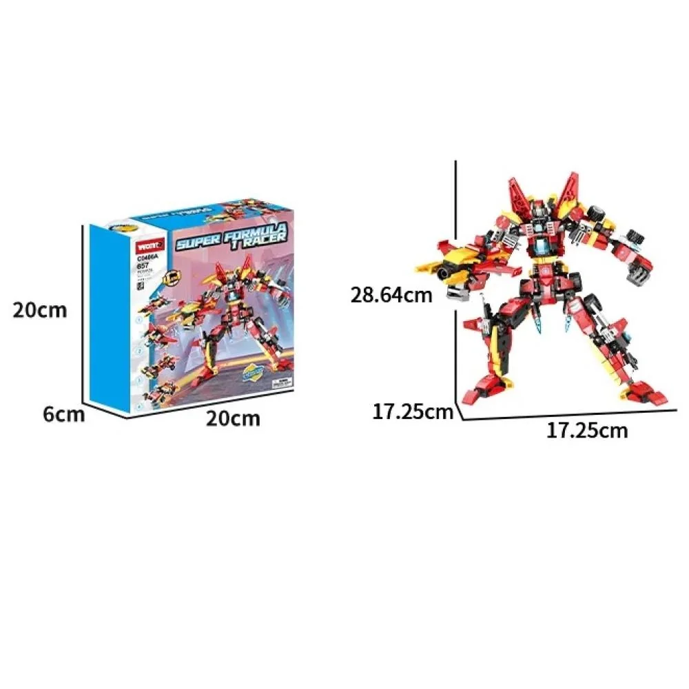 Stavebnica Robot 4v1 657 dielov, červená