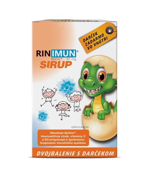 RINIMUN sirup DVOJBALENIE + darček (hračka - vo vode rastúci dinosaurus) 2×120 ml, výživový doplnok