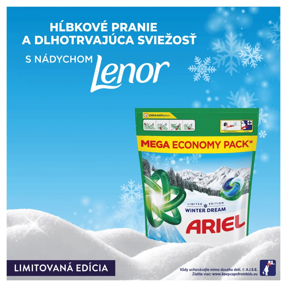 Ariel Allin1 PODS®, Kapsule Na Pranie S Tekutým Pracím Prostriedkom, Winter Dream, S Dotykom Svieža Vôňa Lenor 60 ks