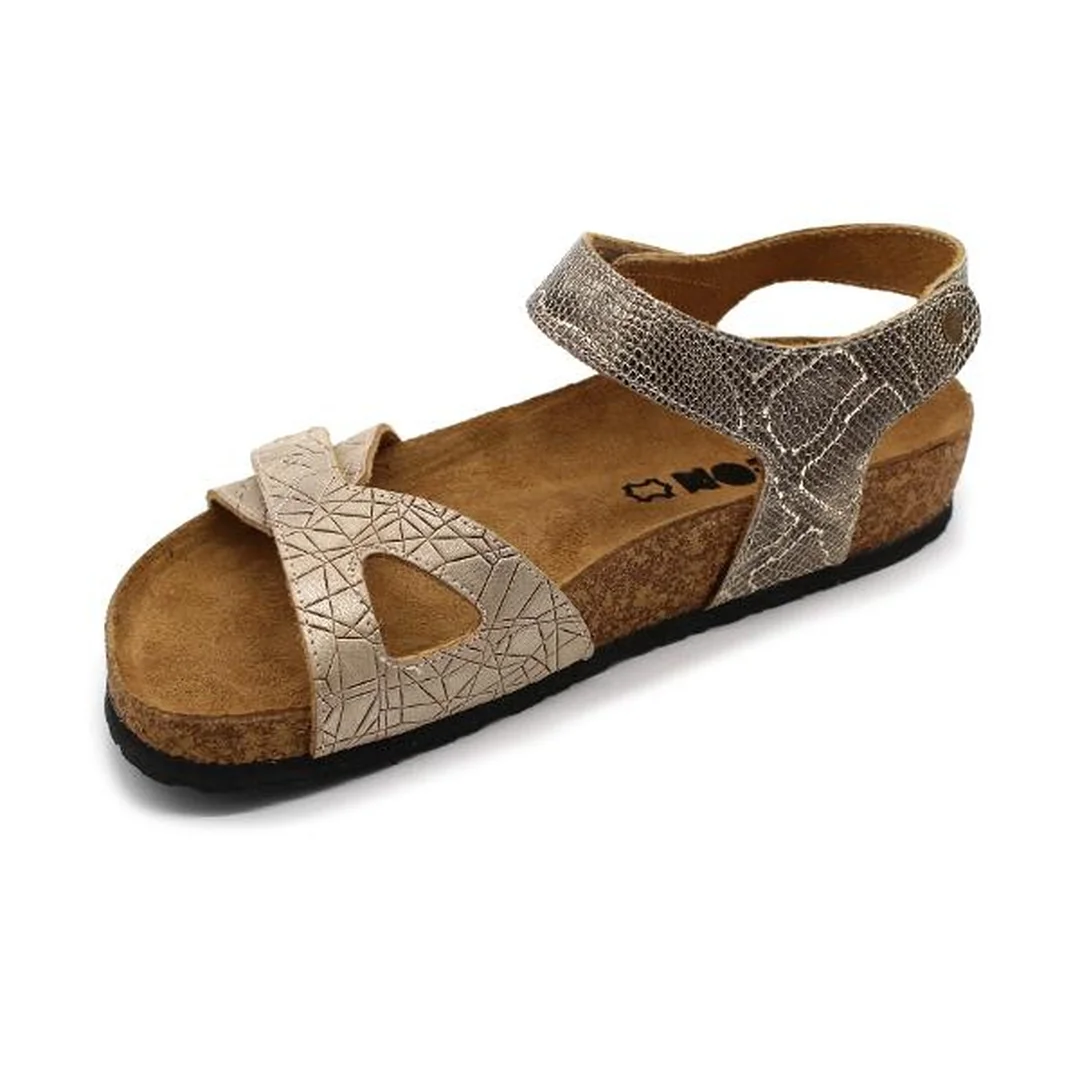 Leon 4300 Dámske zdravotné korkové sandále 38 - 24,5cm, zlatý had, 2,0 cm