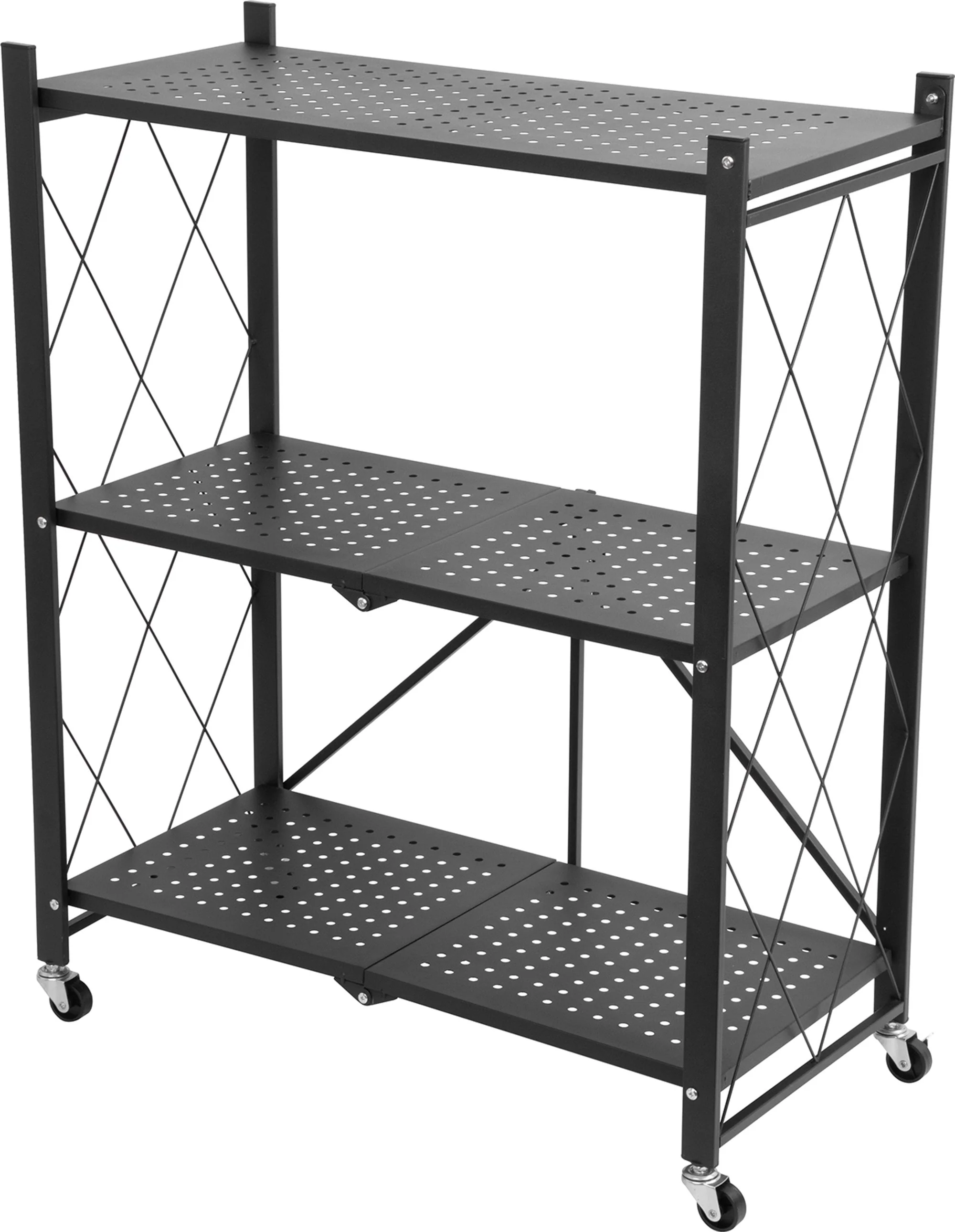 Strend Pro kovový regál Racks RAW3T, 1 ks 3 police, 0870x720x340 mm, max. 50 kg/polica, prenosný, na kolieskach