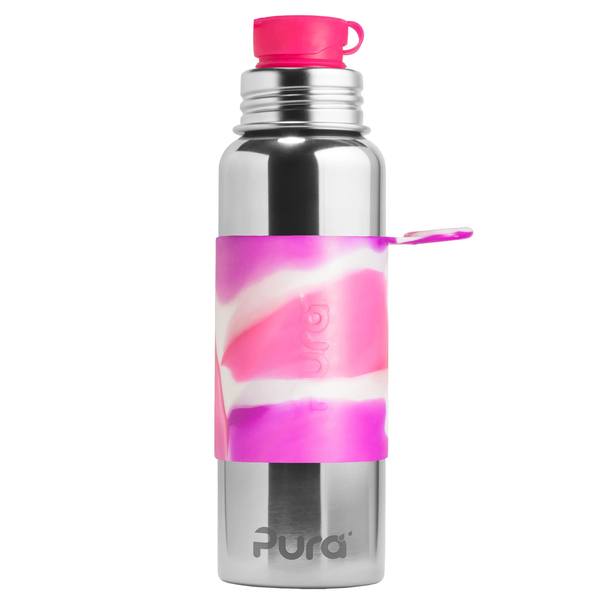 Pura nerezová fľaša so športovým uzáverom 850ml - ružovo-biela