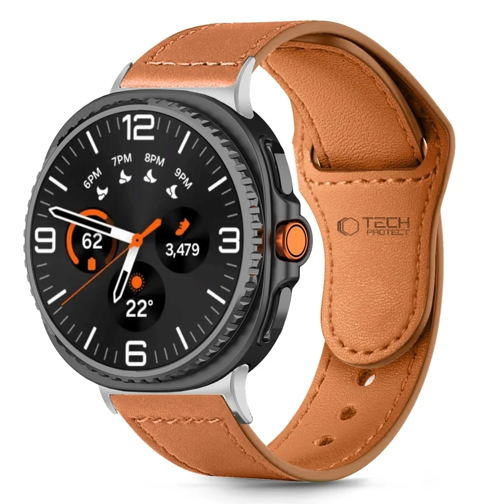 Tech-Protect Leather Fit remienok na Samsung Galaxy Watch 8 / Classic (40 / 44 / 46mm), brown (40 / 44 / 46mm), brown