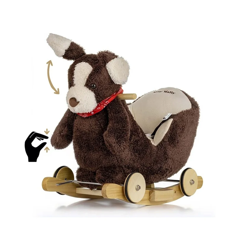 Hojdací psík s melódiou a kolieskami Milly Mally Polly Plus Brown