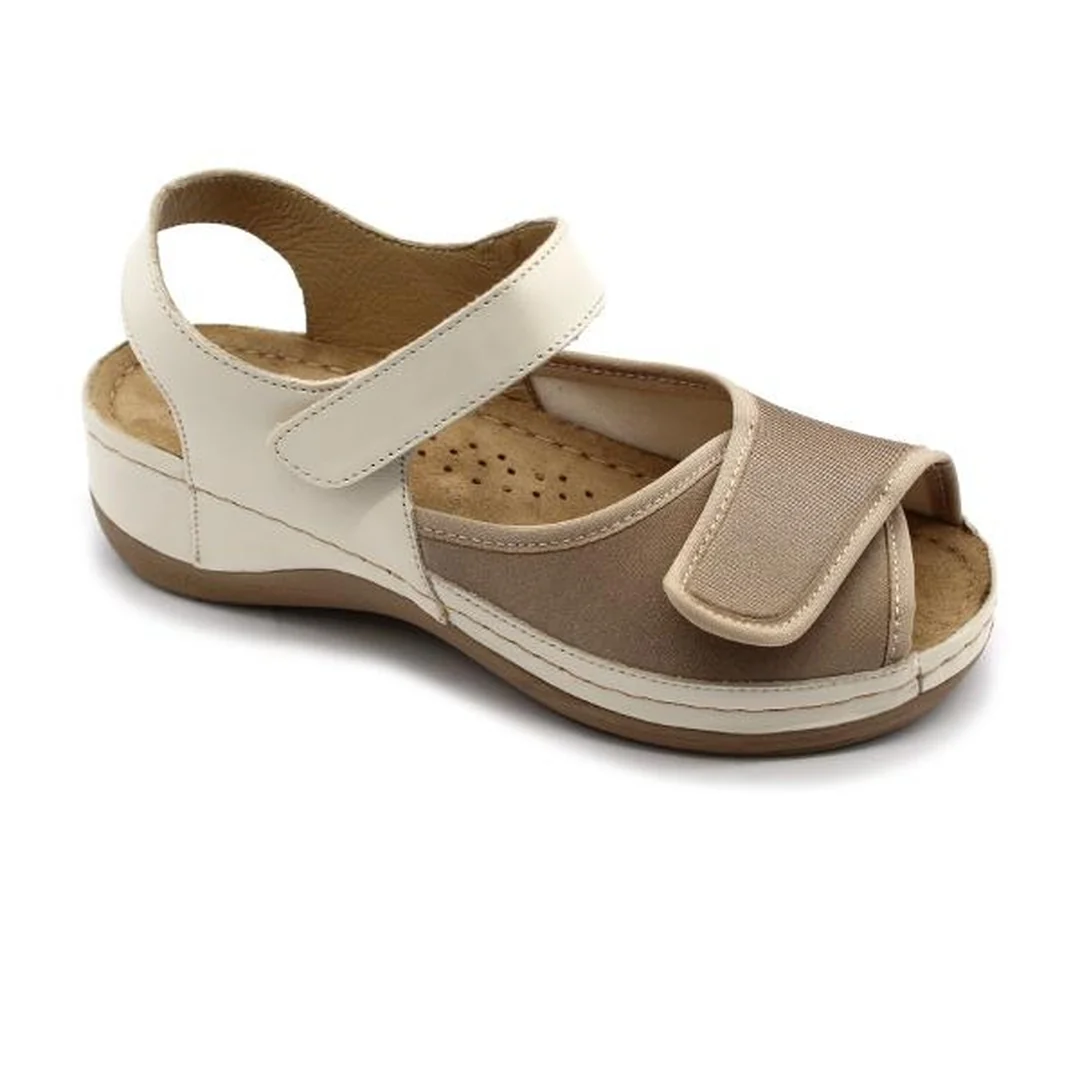 Leon 934 Dámske zdravotné kožené sandále 40 - 25,5cm, béžová, 4,5 cm