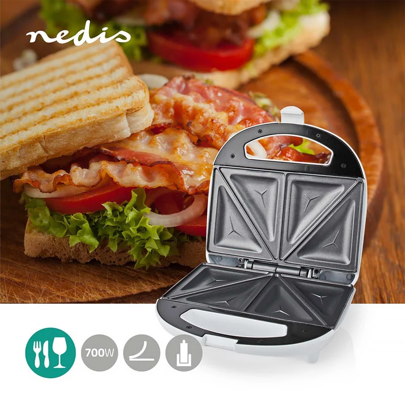Sendvičovač NEDIS KASM110FWT biely 700W (trojuholníky)