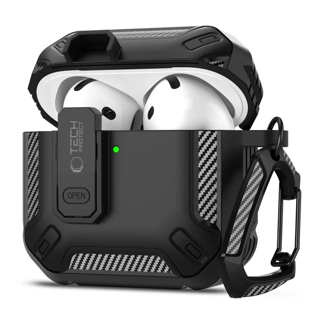 Tech-Protect Carbonos puzdro na Apple AirPods 4, čierne