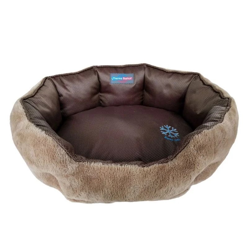 Obojstranný pelech pre psa Thermoswitch SANTORINI hnedý, Veľkosť: S