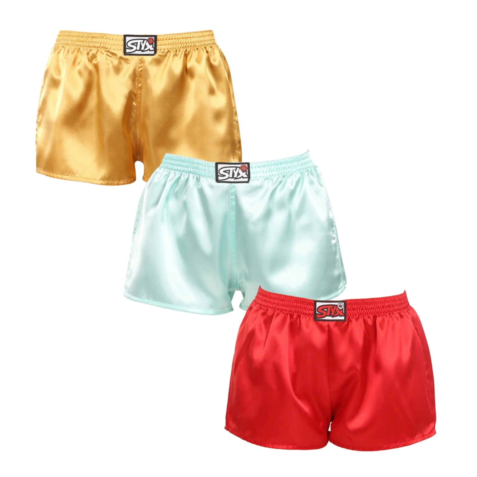 3PACK dámske trenky klasická guma saténové viacfarebné (3L06352) S