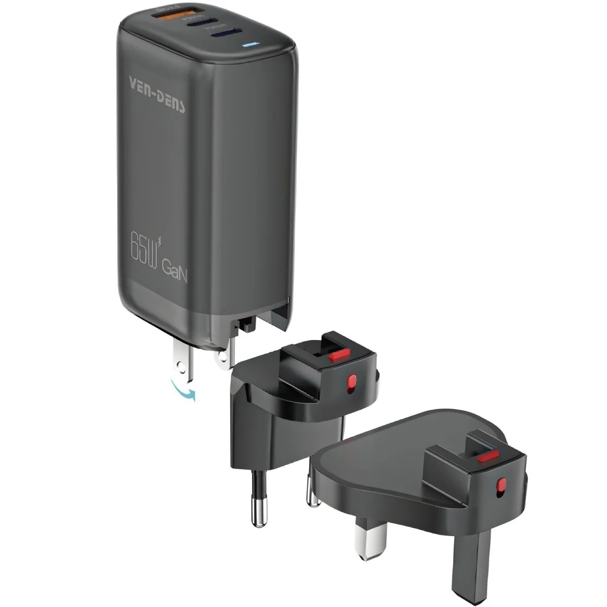 65W GaN Viac - Rýchlonabíjacia Multifunkčná Sieťová Nabíjačka 1 x 65W, USB-C, QC3.0