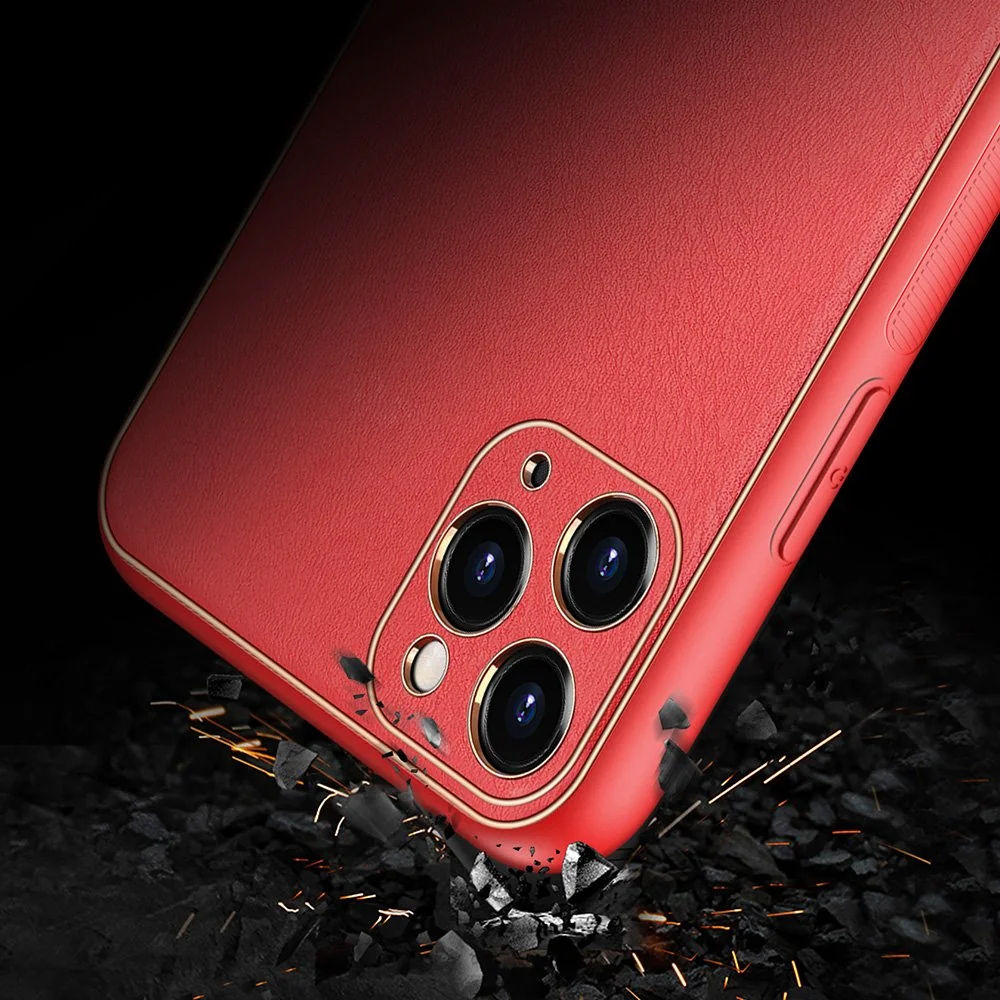 DUX DUCIS Yolo kožený kryt na iPhone 11 Pro Max, červený