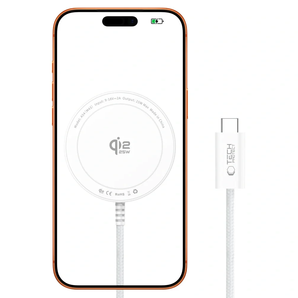 Tech-Protect A54 bezdrôtová MagSafe nabíjačka 25W QI2.2, biela