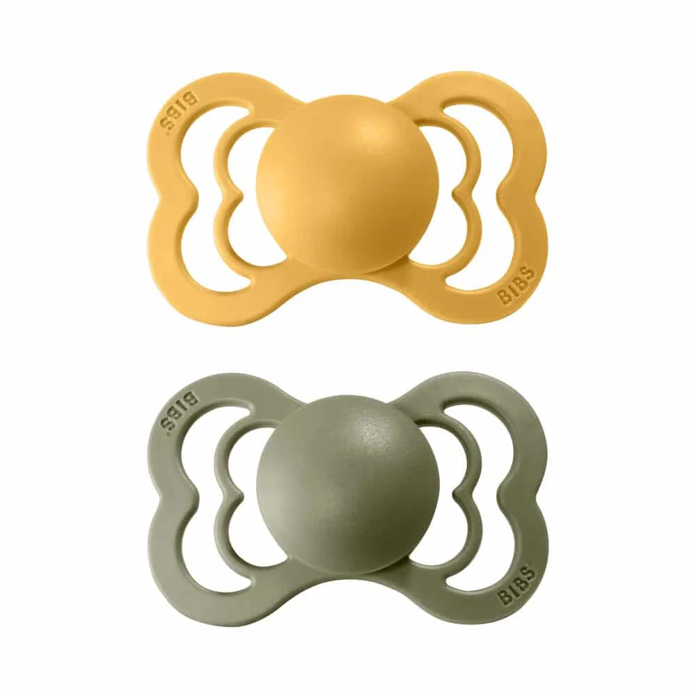 BIBS Supreme cumlíky z prírodného kaučuku 2ks veľkosť 1 - Honey Bee / Olive